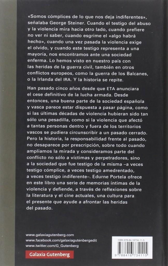 Libro de Edurne Portela  2016 "El eco de los disparos"-Cultura y memoria de la violencia