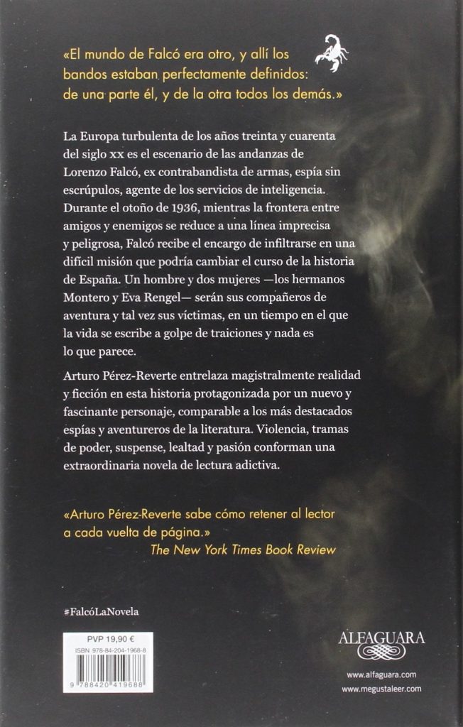 "Falcó" libro de ficción histórica y thriller de Arturo Pérez-Reverte