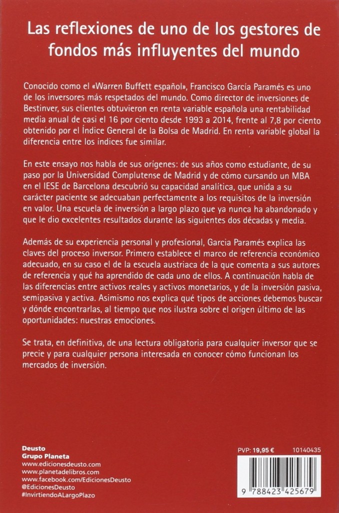 Libro para inversores de Francisco García Paramés "Invirtiendo a largo plazo" 