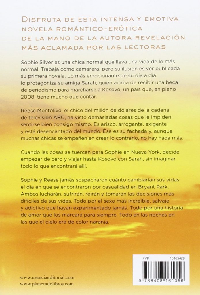 Novela erótica de Cristina Prada 2016 "Las noches en las que el cielo era de color naranja"