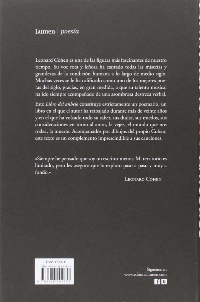 Libro de poesía de Leonard Cohen "Libro del anhelo"